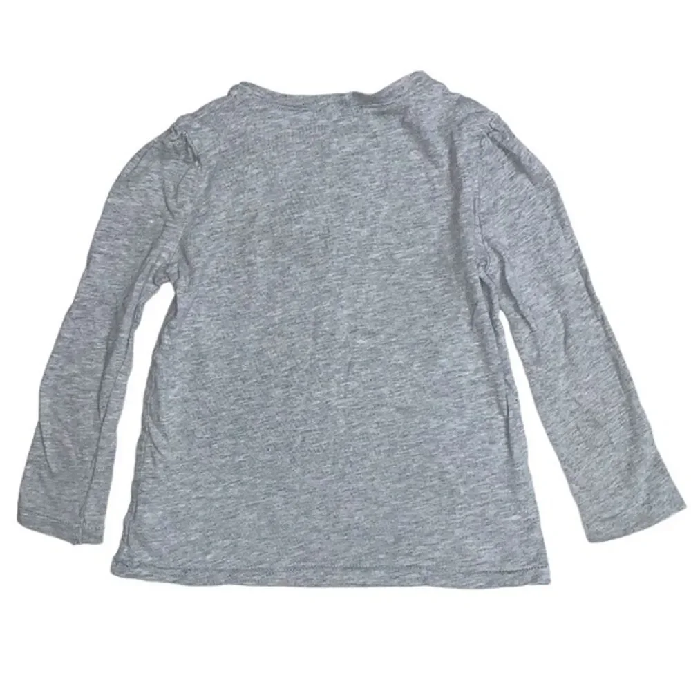 Gray Schoolgirl Polka Dot Bow Dog Long Sleeve Tee Shirt Top Size 3T Old Navy